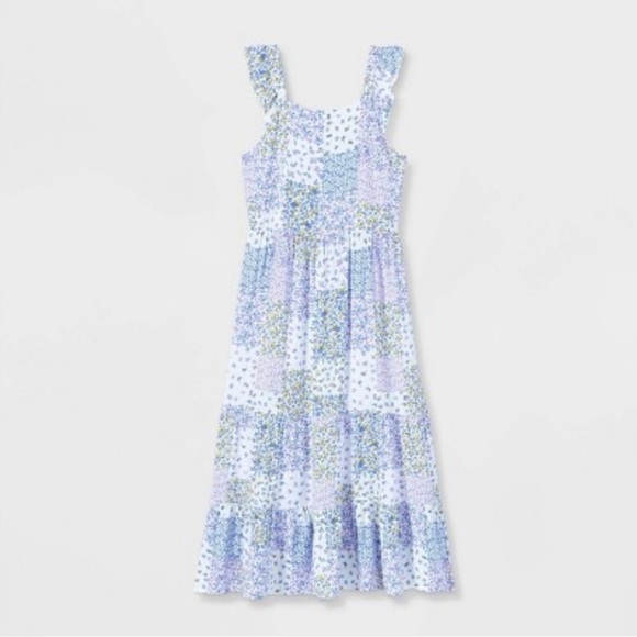 art class Other - Girls' Tiered Woven Maxi Dress- Art C lass Blue Patchwork Sz. L NWT